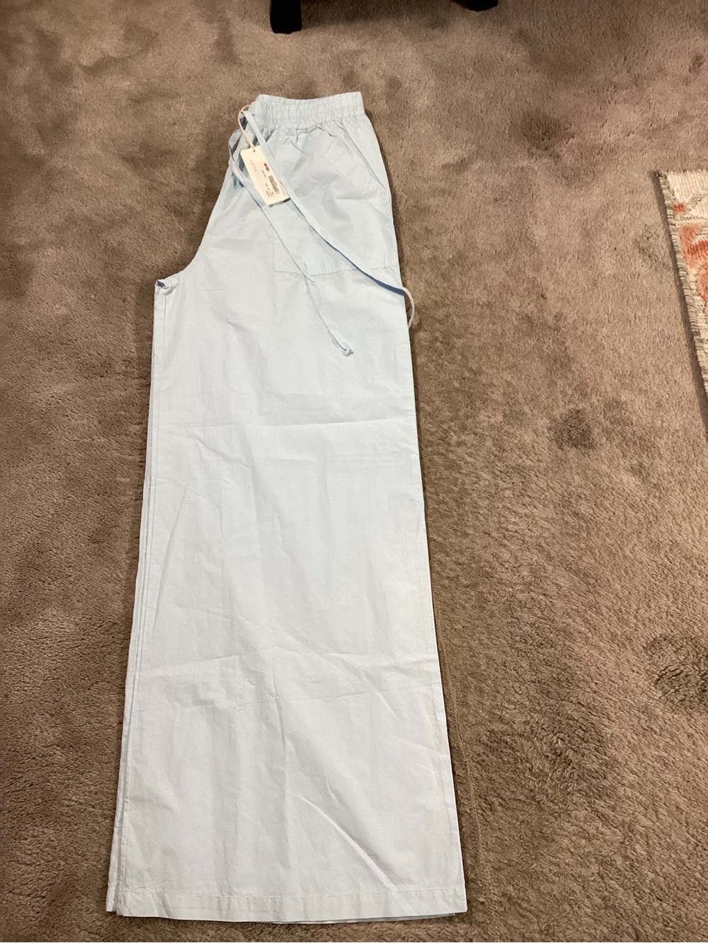Light Blue Drawstring Flare Panta - Picture 3 of 6